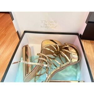 *Never worn* Aquazzura Gold High Heeled Strappy Sandals